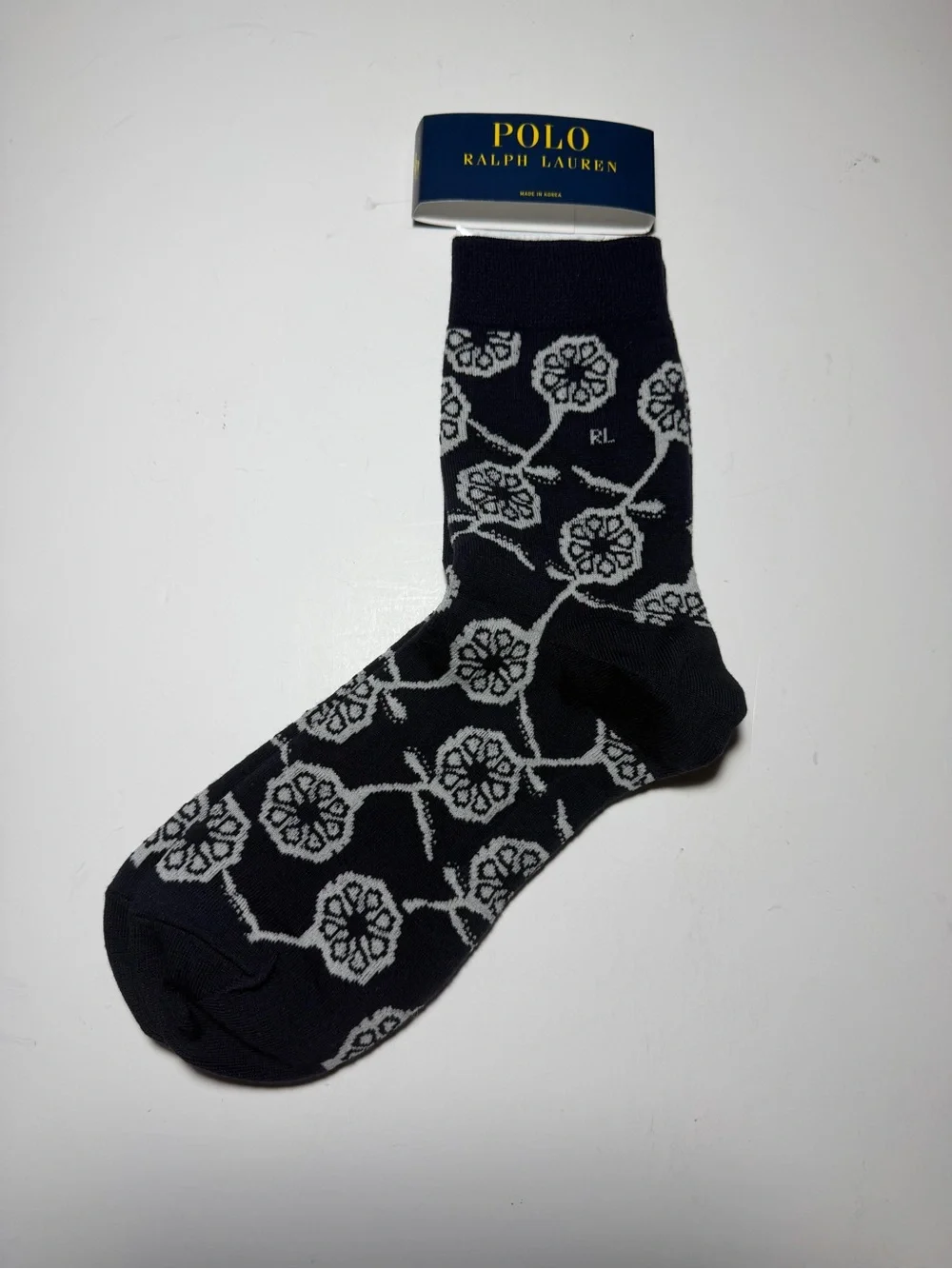 Polo by Ralph Lauren Navy Floral Crew Socks